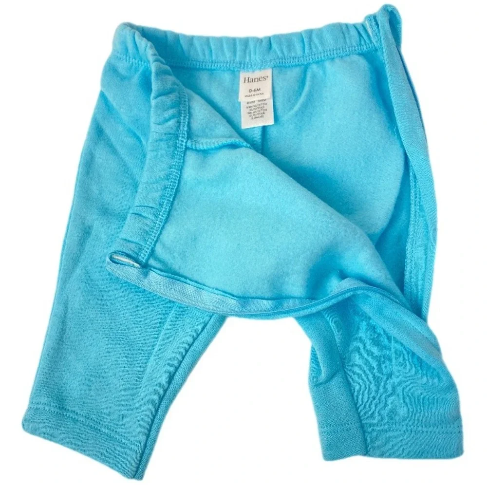 Hanes Hoodie and Pants 2pc‎ Set Baby 0-6M Blue Grey Striped  Fleece Zip Up